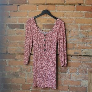 Pink & White Square Neck American Eagle Floral Dress